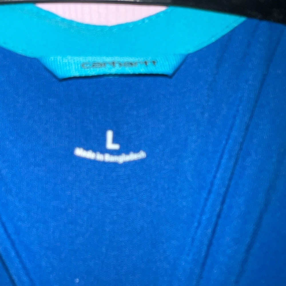 Carhartt Royal Blue n a turquoise Top with Teal Accents Scrub Set